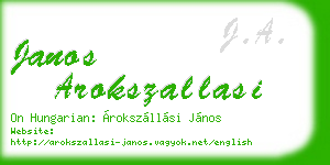 janos arokszallasi business card